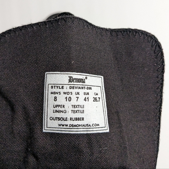 90s/2000 Vintage Demonia Deviant Hi Tops Black White Pinstripe Lace Up Boots - Picture 5 of 12